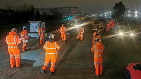 Workers social distancing at Primrose Hill tunnel