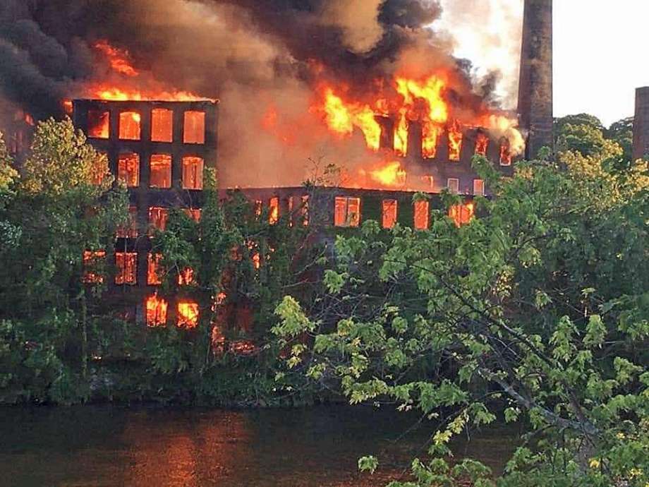 A massive fire tore through the the former Star Pin Co. in downtown Shelton on Saturday, June 13, 2020. Officials are investigating the cause of the fire in the vacant 19th-century buillding. Photo: Shelton Fire Department Photo