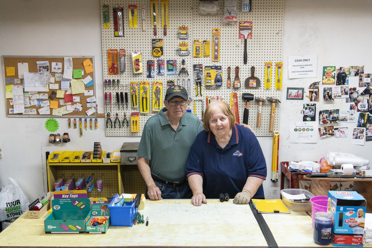 Paul Rinaldi, left, and Carole Rinaldi, owners of Chiarugi Hardwear store on 1421 West Taylor Street, in the University Village neighborhood. The Rinaldi’s have owned and operated their store in the neighborhood for about 50 years.