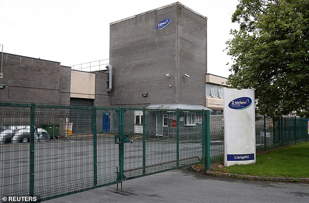 217 cases were found among the 560 staff at the 2 Sisters meat processing factory (pictured) in Anglesey, North Wales