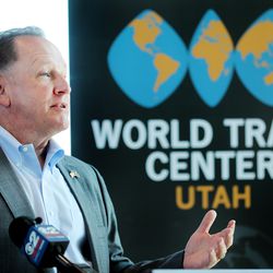 Kirk Aubry, president and CEO of Savage, discusses the importance of the United States-Mexico-Canada Agreement to Utah’s economy and jobs during a press conference at the Savage office building in Midvale on Tuesday, July 14, 2020.