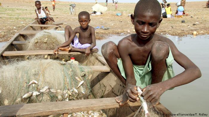 Child labor on Lake Volta, Ghana