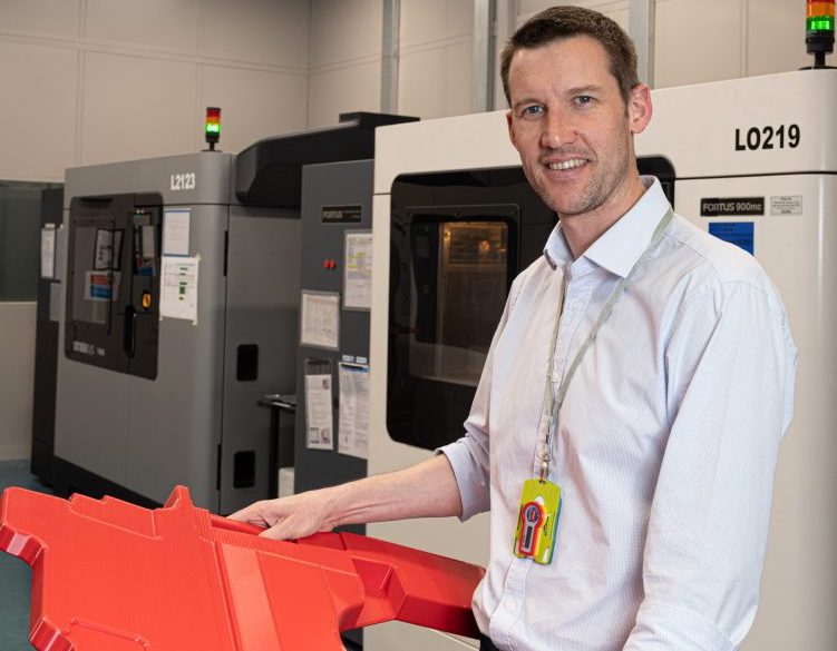 BAE Systems has already used Stratasys F900 systems and ABS materials to print Typhoon cockpit floor covers (pictured). Photo via BAE Systems.