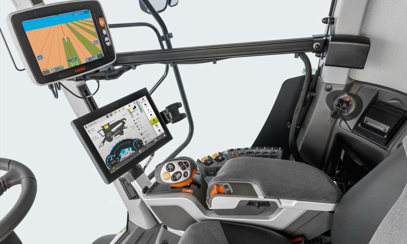 In the future, automated assistance systems will support farmers in working continuously at an average stress level. Credit: Claas KGaA mbH Driver's Cab 4.0: Automated Stress Management