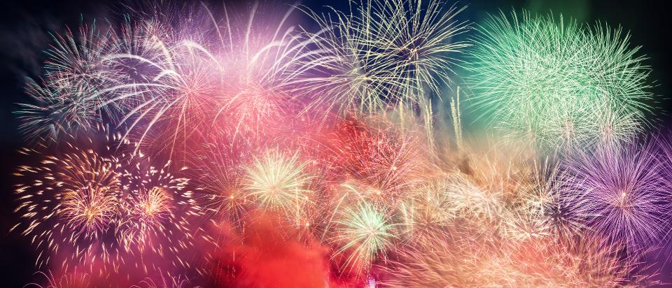 Spectacular fireworks show light up the sky. New year