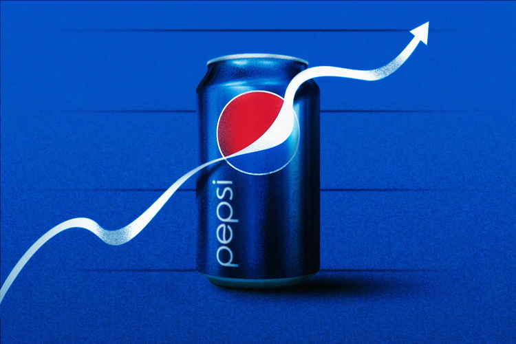 Pepsi can on upwards trending graph.