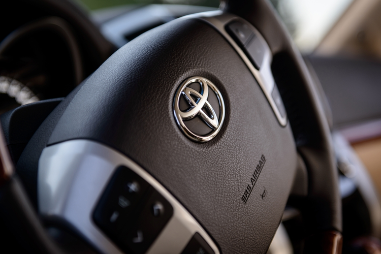 Toyota logo on steering wheel