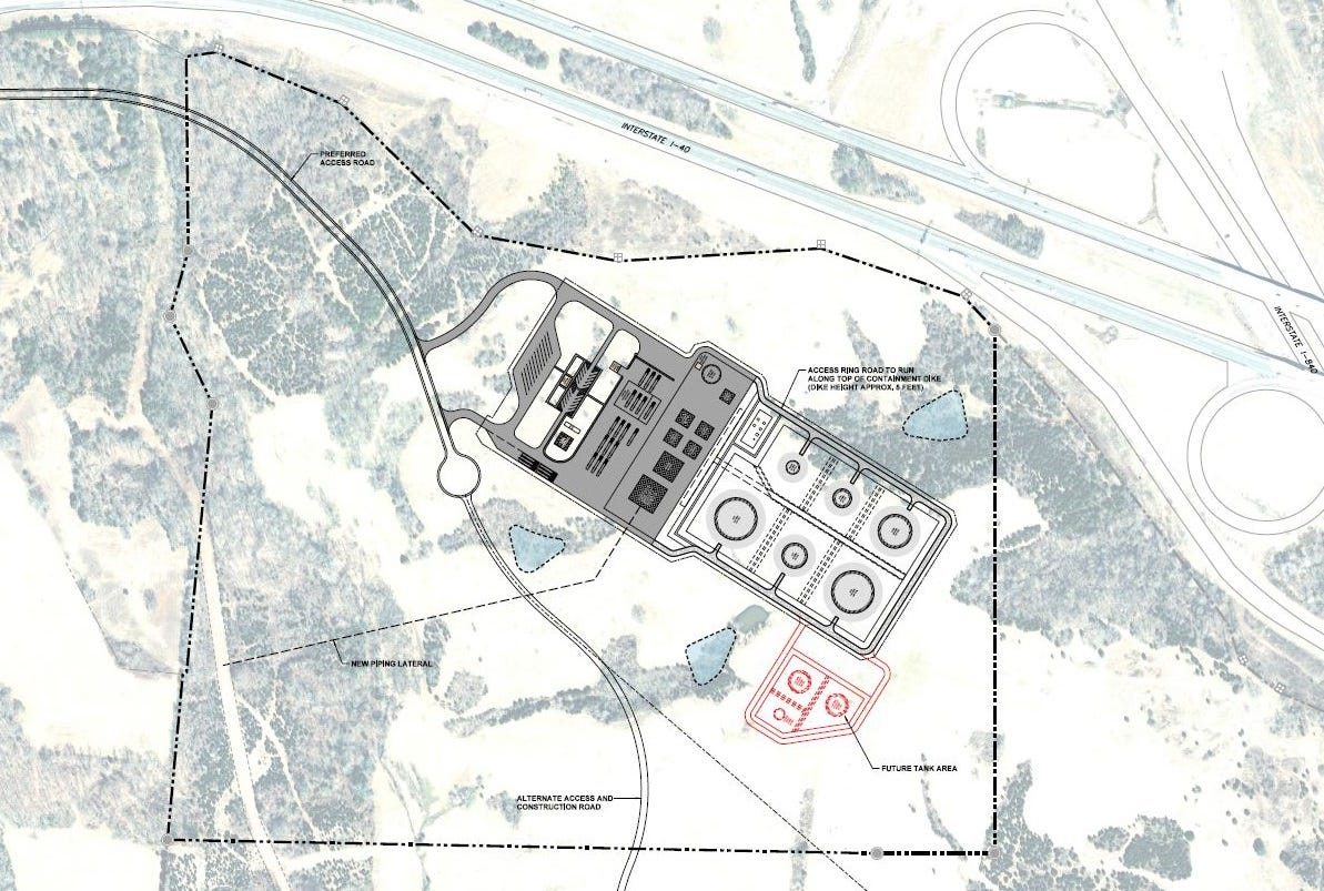 Preliminary site plan for the Titan Partners proposed fuel terminal at Interstate 40 and State Route 840 in Dickson County.
