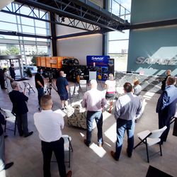 Rep. Ben McAdams, D-Utah, discusses the importance of the United States-Mexico-Canada Agreement to Utah’s economy and jobs during a press conference at the Savage office building in Midvale on Tuesday, July 14, 2020.