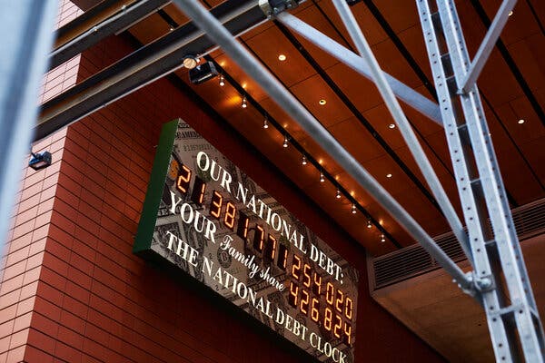 The National Debt Clock in New York, last year. By the end of June this year, the national debt in the United States had surpassed the gross domestic product.