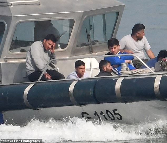 A group of migrants attempting to cross the channel in a dinghy were picked up by the National Gendarmerie and taken back to Calais today