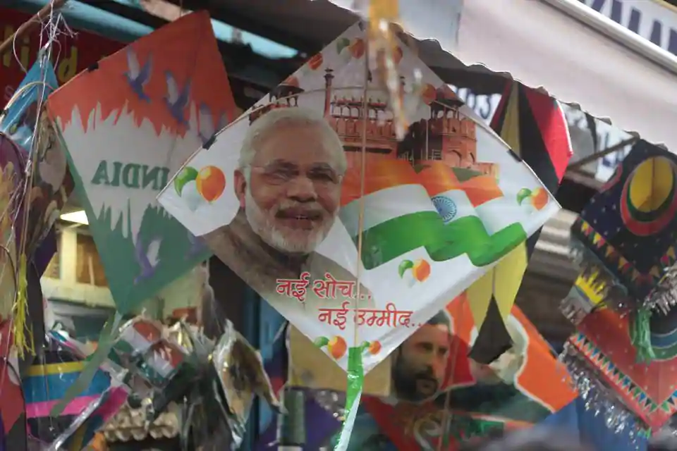 Kites with designs of PM Narendra Modi and the Indian tricolour remain popular.