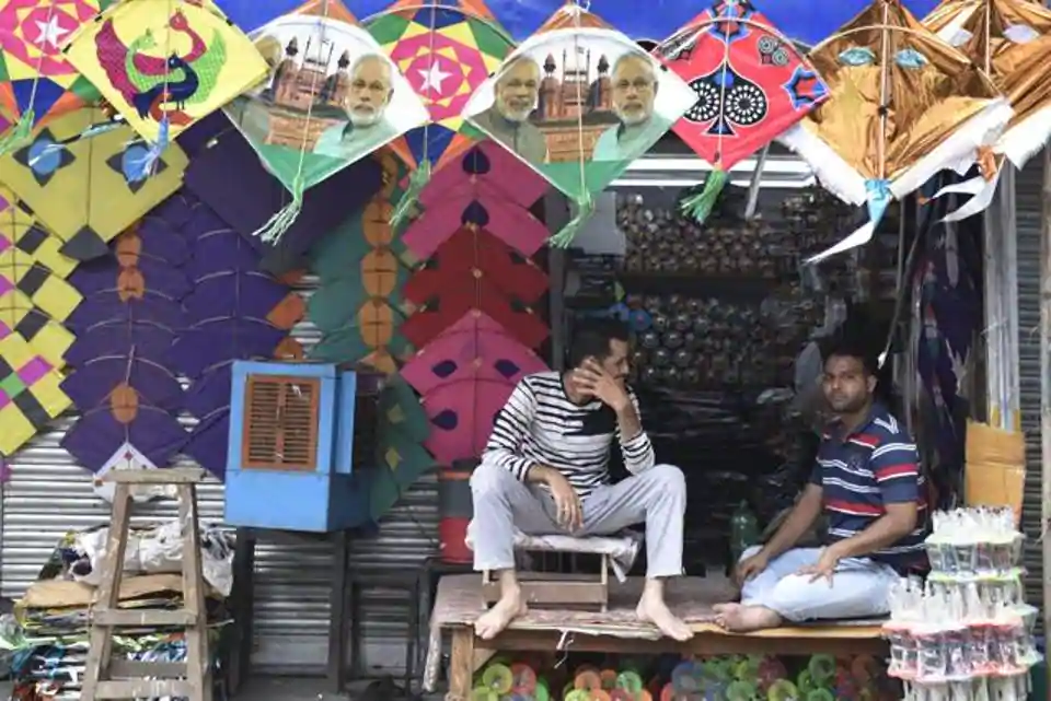 Wholesalers in Lal Kuan Bazaar in Old Delhi witness a slump in kite sales owing to the Covid-19 crisis.