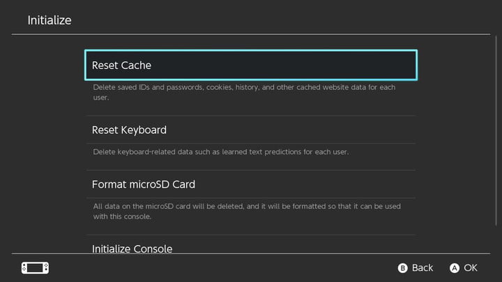 how to factory reset nintendo switch initialize menu