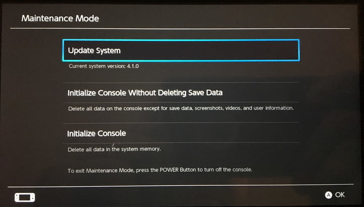 how to factory reset nintendo switch maintenance mode