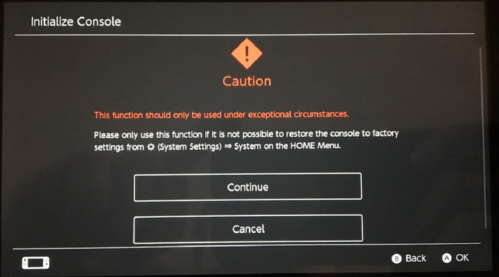 how to factory reset nintendo switch maintenance mode initialize delete