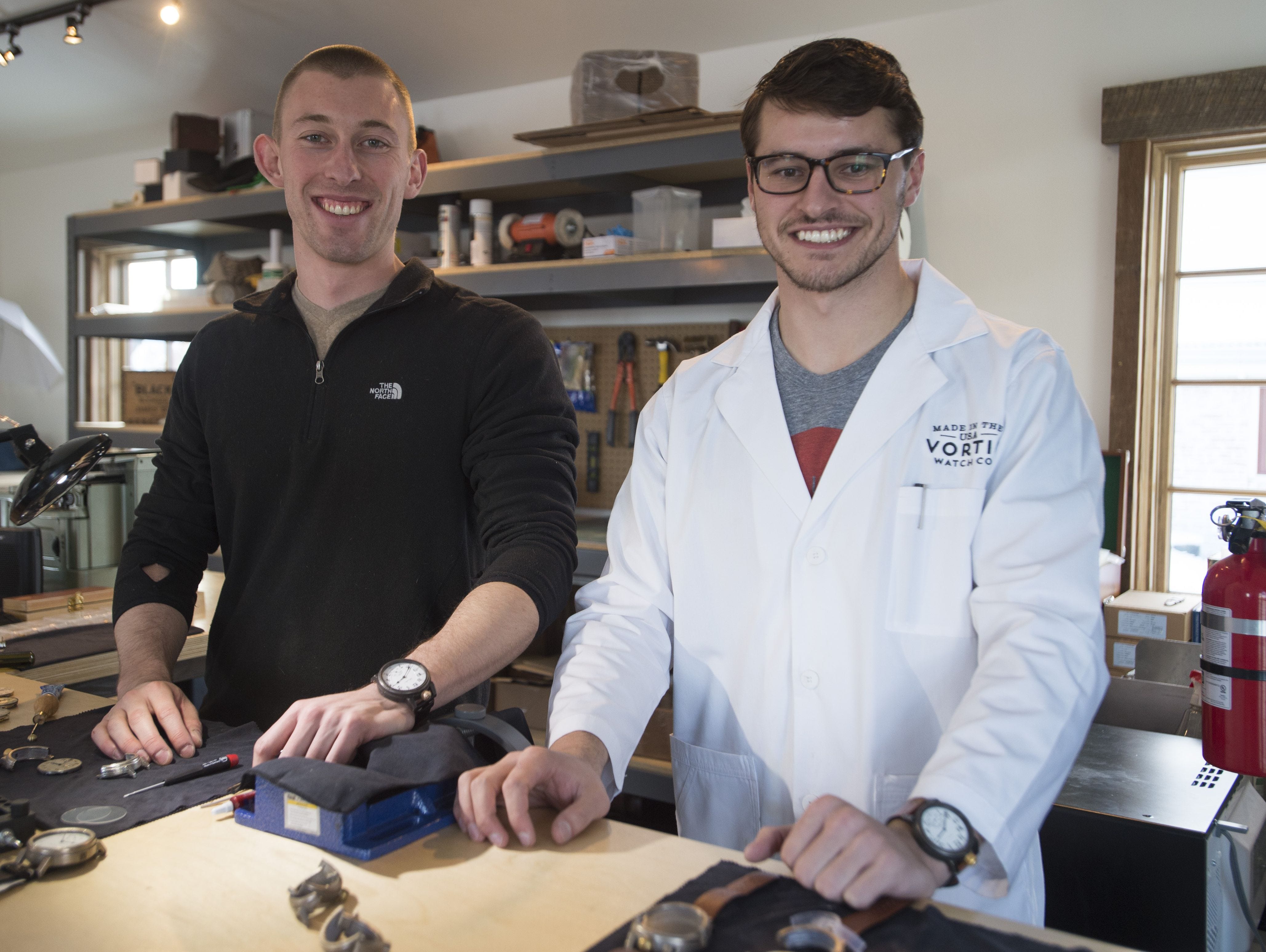 RT Custer and Tyler Wolfe, co-founders of the Vortic Watch company based in Fort Collins, restore antique pocket watches turning them into wristwatches.
