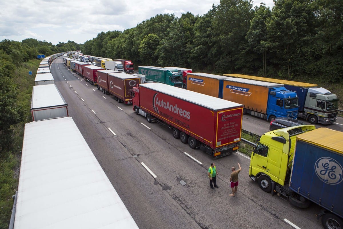 Lorry queues Brexit Calais strike