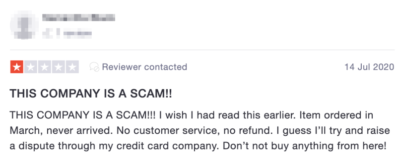 Without proper recourse or contact provided by Fishpond, customers have been left with a sense of being scammed. Source: TrustPilot