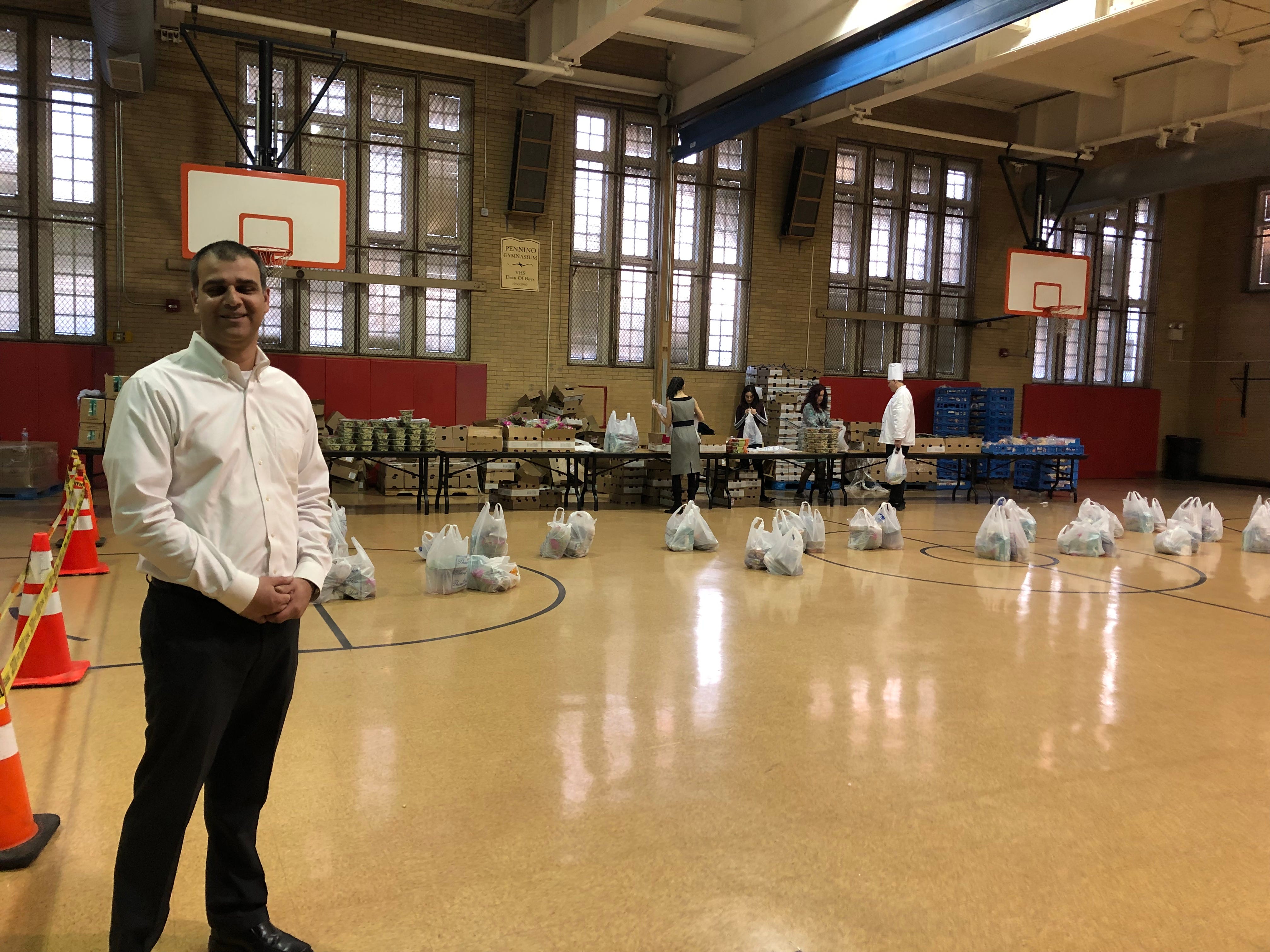 “One of Sodexo’s main missions is to stop hunger,” said Purvesh Patel, the Sodexo district food service director for Vineland Public Schools, shown here at the March 7, 2019 food distribution.