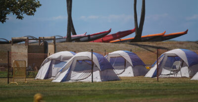 Tents at Keehi Lagoon Beach Park during COVID-19 pandemic. September 17, 2020