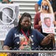 Tracy Cole talks about her late son, Alvin, at a special meeting of the Wauwatosa Common Council Tuesday, July 21, 2020, at Hart Park Stadium in Wauwatosa. A listening session was held to give the public an opportunity to comment on race, equity and police issues. Alvin Cole was shot and killed by a Wauwatosa police officer in February.