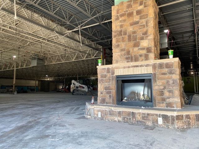 Demolition is underway at the former Hastings book store at 4238 Sunset Drive. Crews are making way for a Burlington clothing retail store.