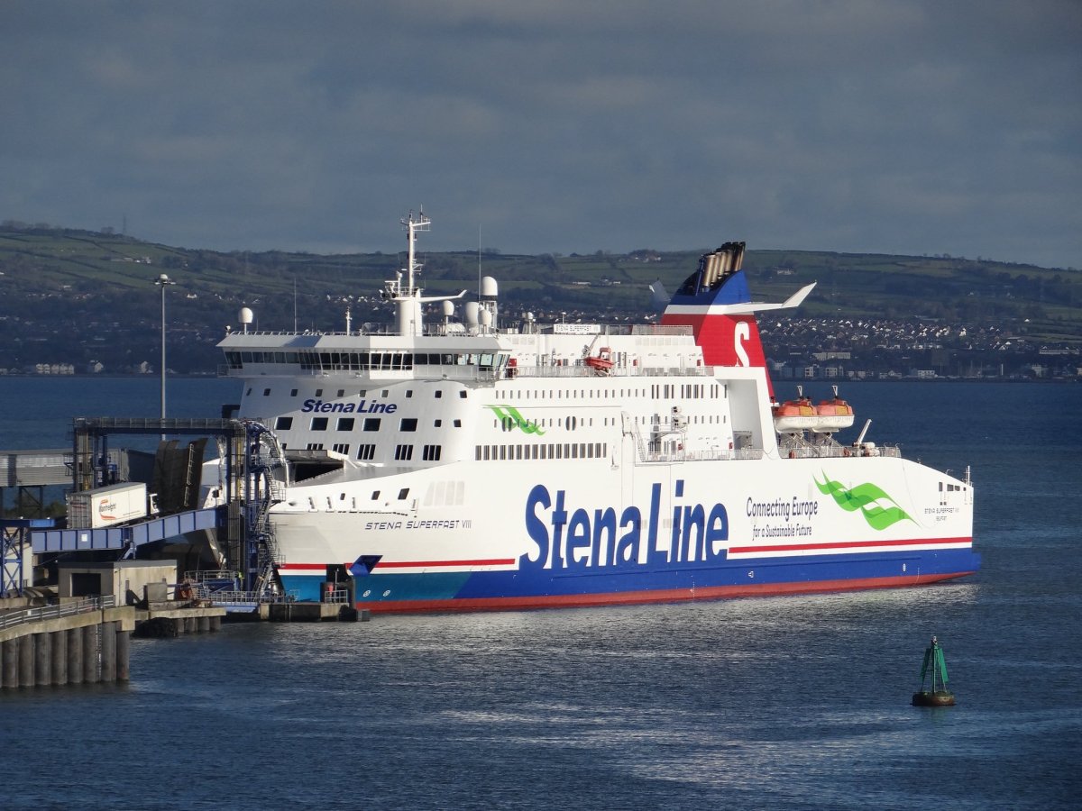 STENA SUPERFAST VIII seen on the berth at Belfast VT4 following her 2020 dry docking. © David Faerder.