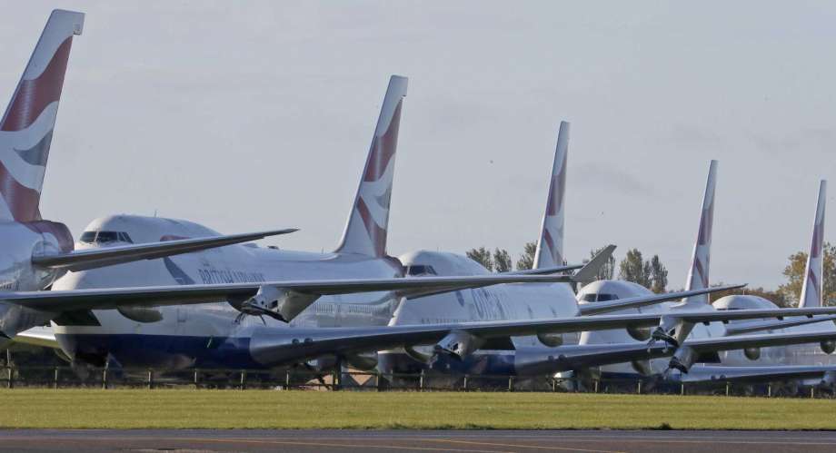 British Airways jets parked in the United Kingdom’s Cotsworld Airport, with the airline retiring the aircraft due to the COVID-19 pandemic that has impacted the commercial aviation industry and suppliers like East Hartford, Conn.-based Pratt &amp; Whitney. (AP Photo/Frank Augstein) Photo: Frank Augstein / Associated Press / Copyright 2020 The Associated Press. All rights reserved