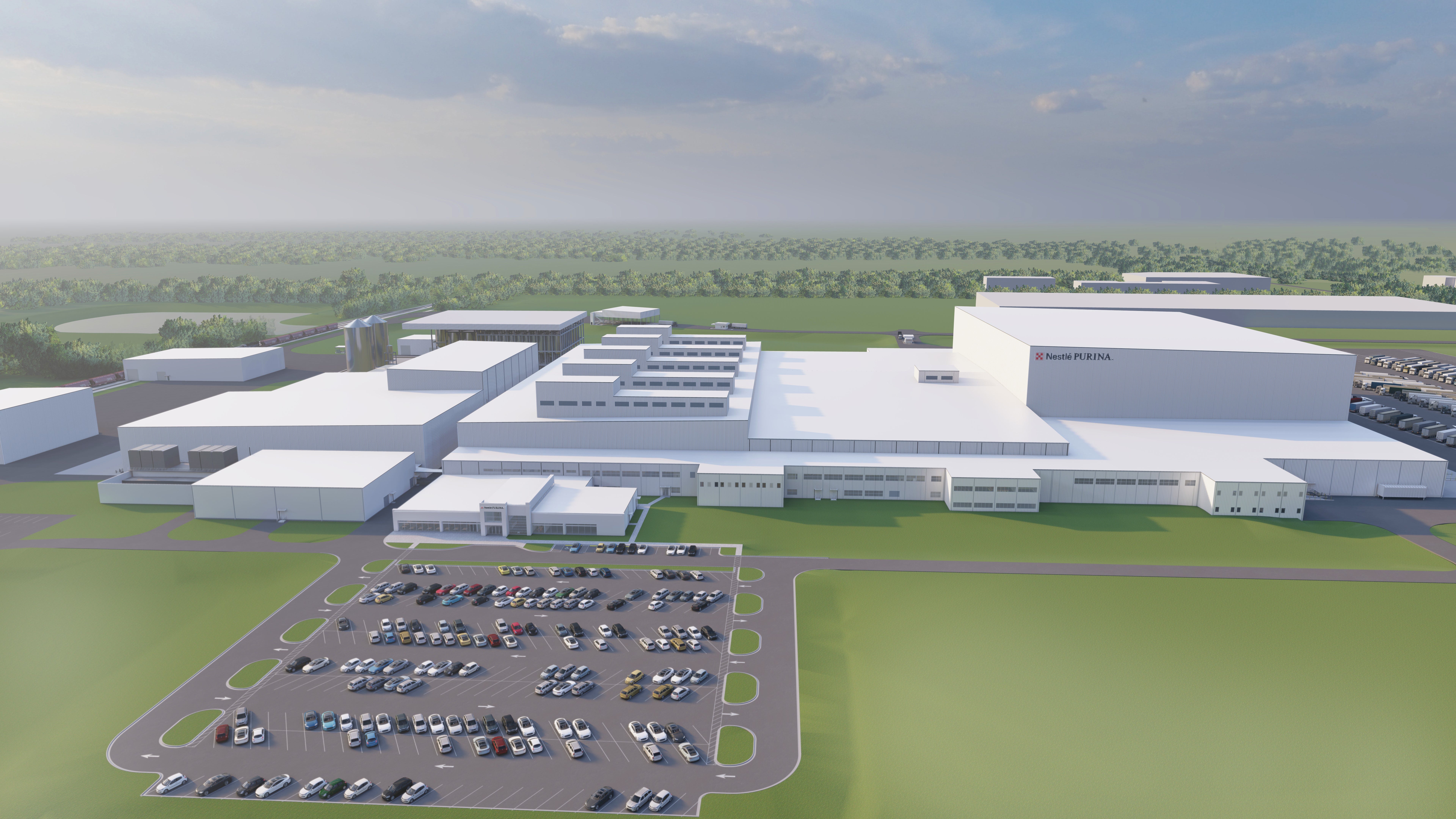 A rendering of the planned new Purina pet food factory to be built in Williamsburg Township in Ohio
