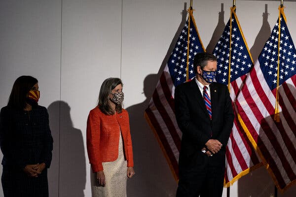 Senator Martha McSally, second from left, has been running behind her Democratic challenger in polls.