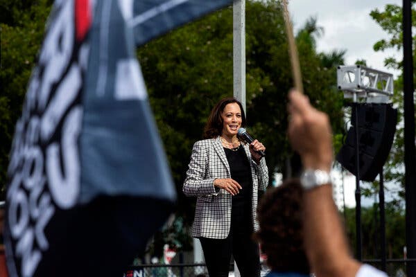 Senator Kamala Harris at a campaign event in Miami on Saturday.
