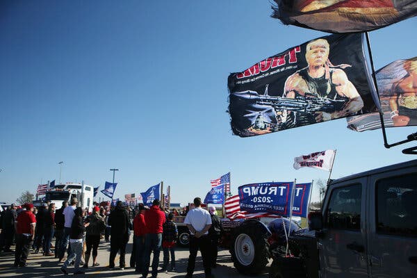 Supporters of President Trump in Madrid, Iowa, on Saturday.