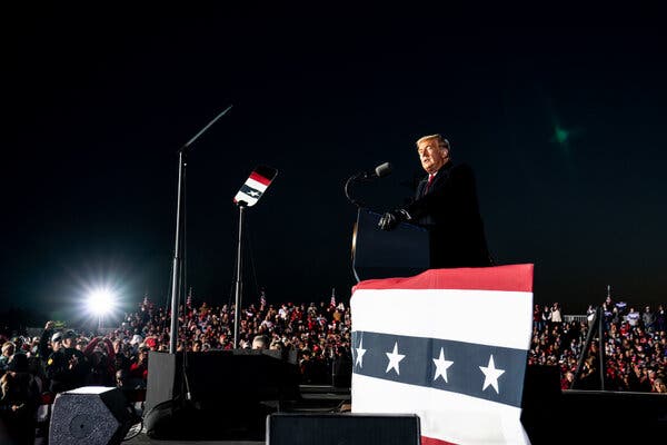 President Trump at a rally in Butler, Pa., one of four in the state on Saturday.