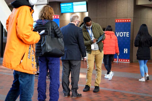 Voters lined up at the Hennepin County Government Center in Minneapolis on Tuesday.