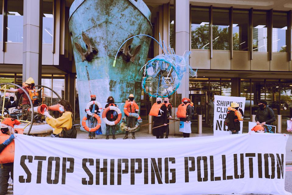 19 Oct: Global shipping have been targeted by protestors for dragging their feet over pollution reform