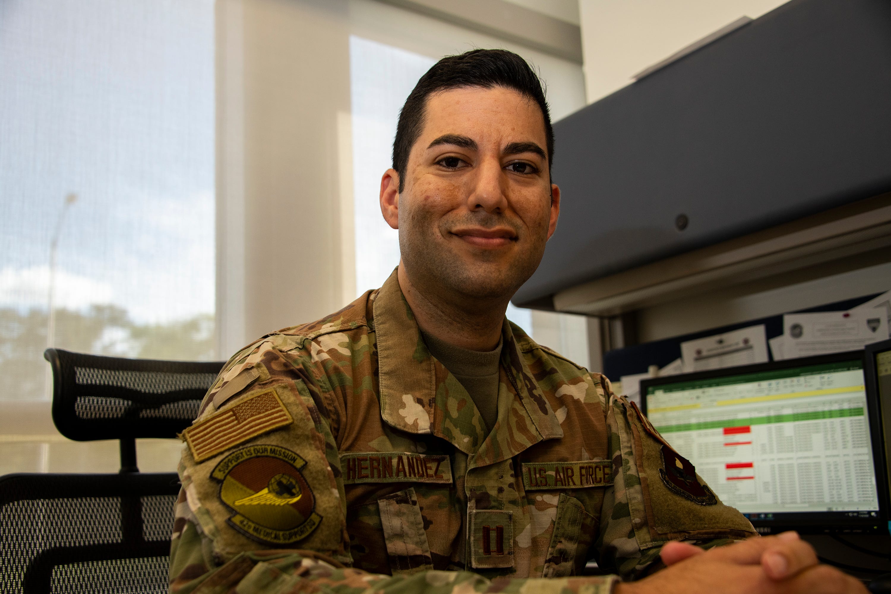 Capt. Lesie Hernandez, 42nd Medical Logistics Flight Commander, is recognized in honor of 4A Appreciation Week here, November, 6, 2020. 4A Appreciation Week gives thanks to healthcare administration Airmen. The medical squadron held events on base all week to pay tribute to the hardworking healthcare administrators who have been working tirelessly throughout the COVID-19 pandemic.