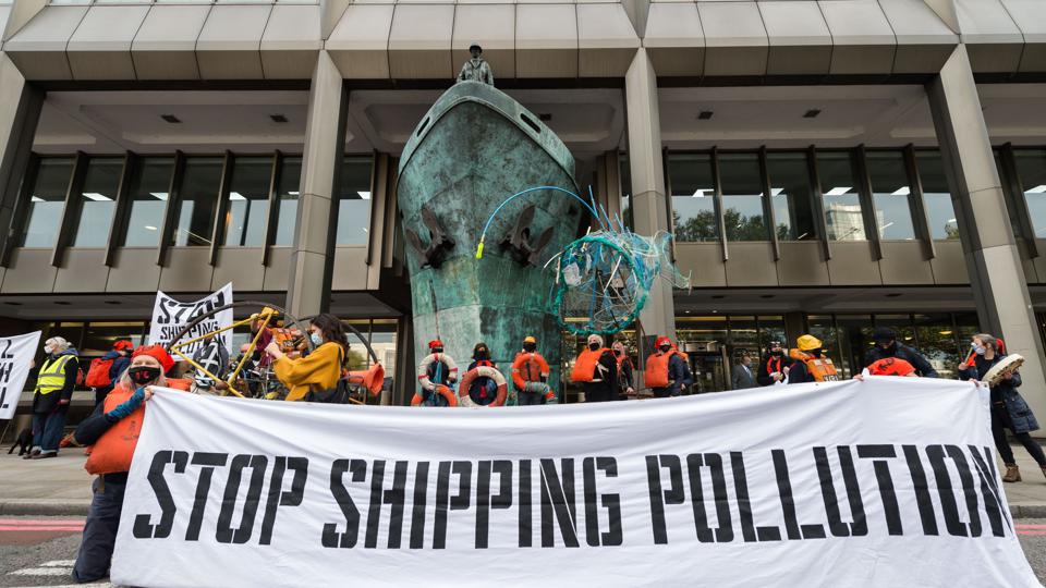 19 Oct 2020: Protests outside UN Shipping Regulator, the IMO, over shipping pollution