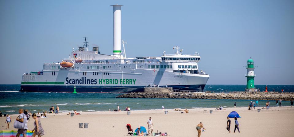 15 June 2020, a hybrid ferry in Denmark sailing with a new rotor sail. This is one of several big innovations that may start to influence global shipping in the next few years.