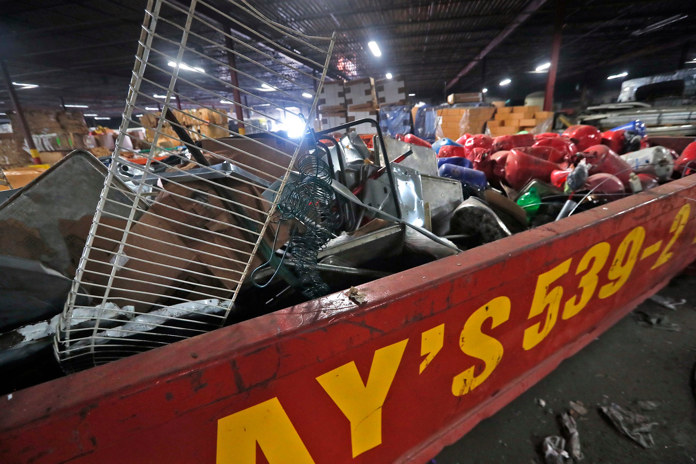 Donated items not recyclable at Ray's Trash Service are put together Thursday, Sept. 3, 2020.