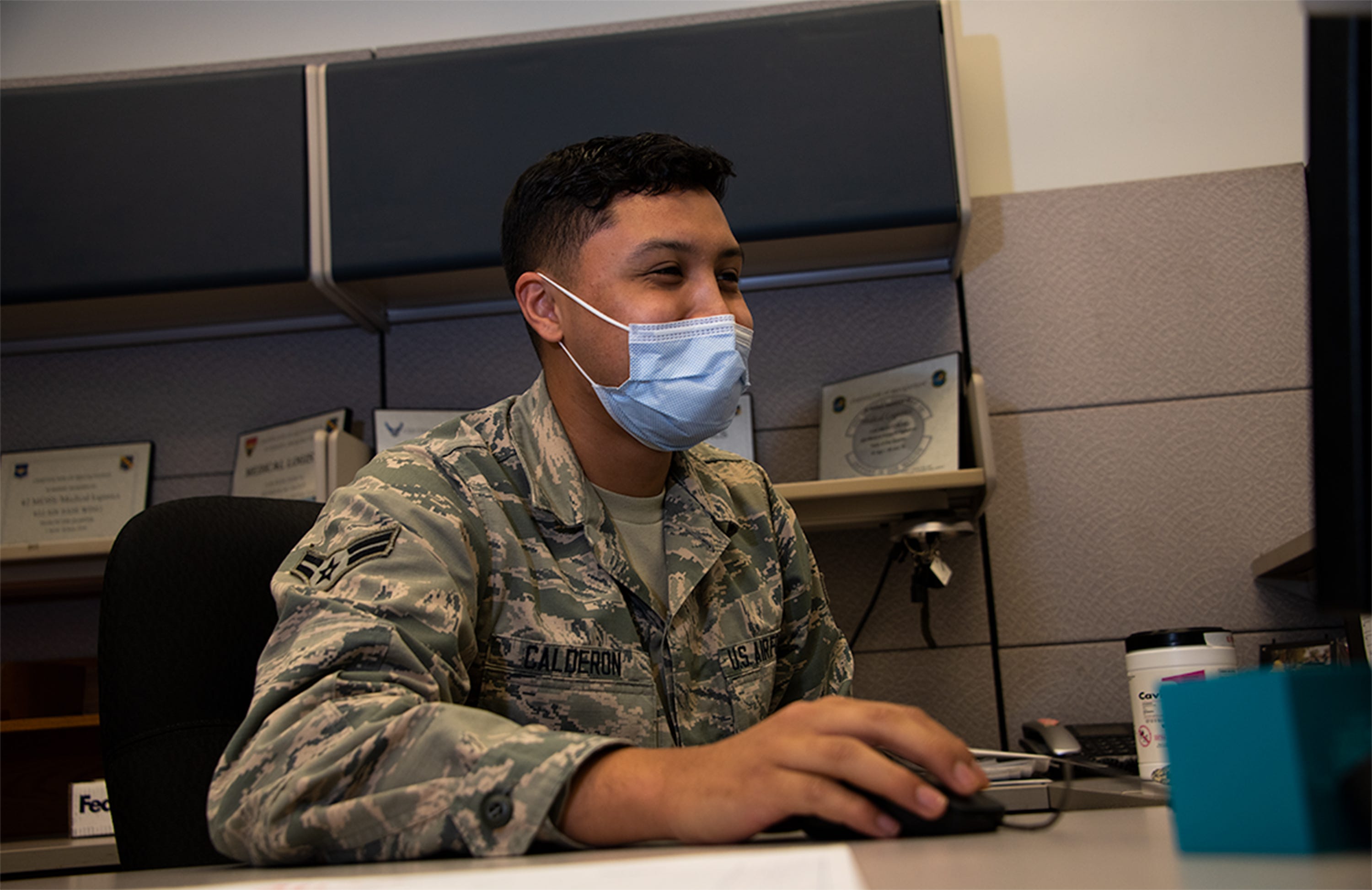 Airman 1st Class Yobanni Calderon, 42nd Medical Materiel professional, is recognized in honor of 4A Appreciation Week here, November, 6, 2020. 4A Appreciation Week gives thanks to healthcare administration Airmen. The medical squadron held events on base all week to pay tribute to the hardworking healthcare administrators who have been working tirelessly throughout the COVID-19 pandemic.