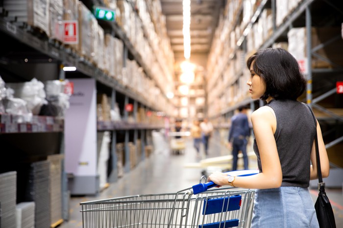 woman shopping in a warehouse