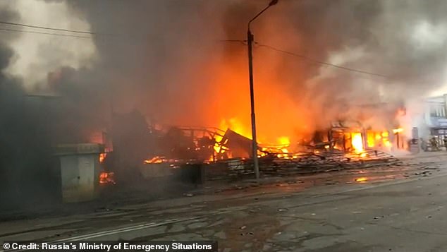 The fire is reported to have been started at a market by a faulty electric heater at 6.30am, Moscow time on December 6