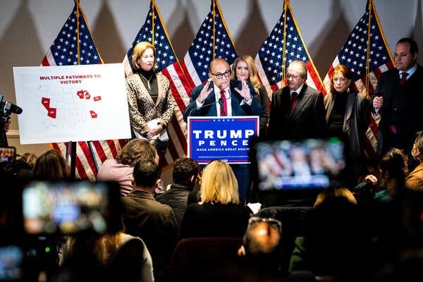 Rudolph W. Giuliani speaking during a news conference in Washington last month.