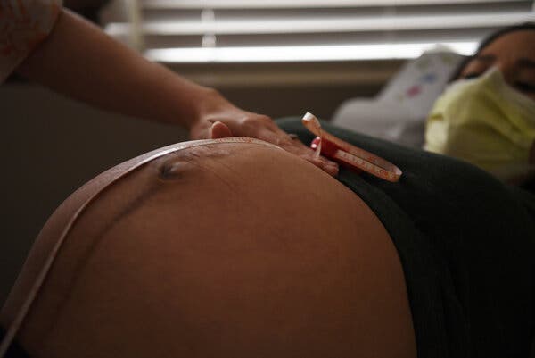 Samantha Salinas, a nurse, at an appointment in May in San Antonio, Texas.