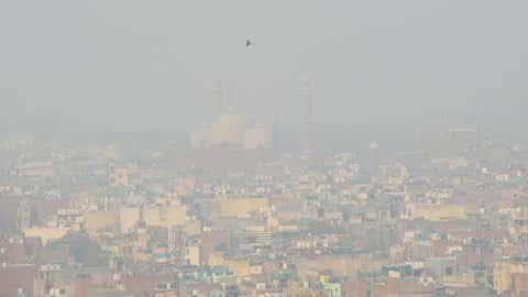 Smog engulfs around Jamamasjid in Delhi on December 4, 2020.