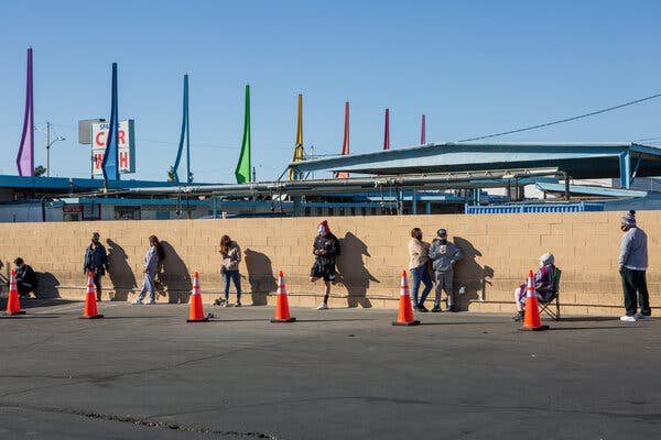 Lining up for coronavirus testing in San Bernardino, Calif., on Friday.