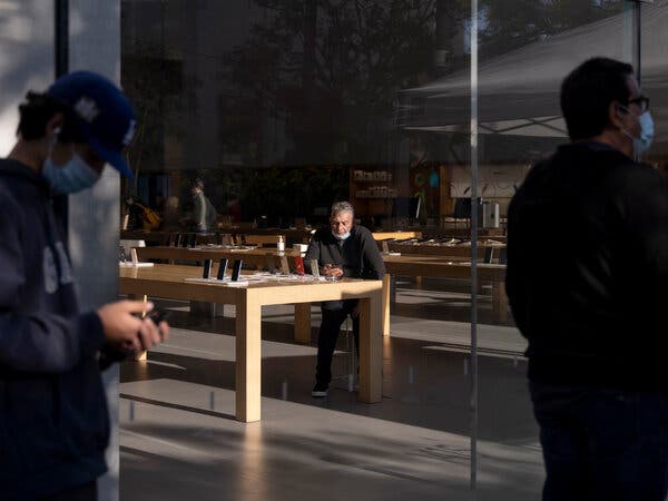 Inside an Apple store in Santa Monica, Calif., last month. The company said it would close all of its California stores, beginning Saturday, as coronavirus cases spiked.