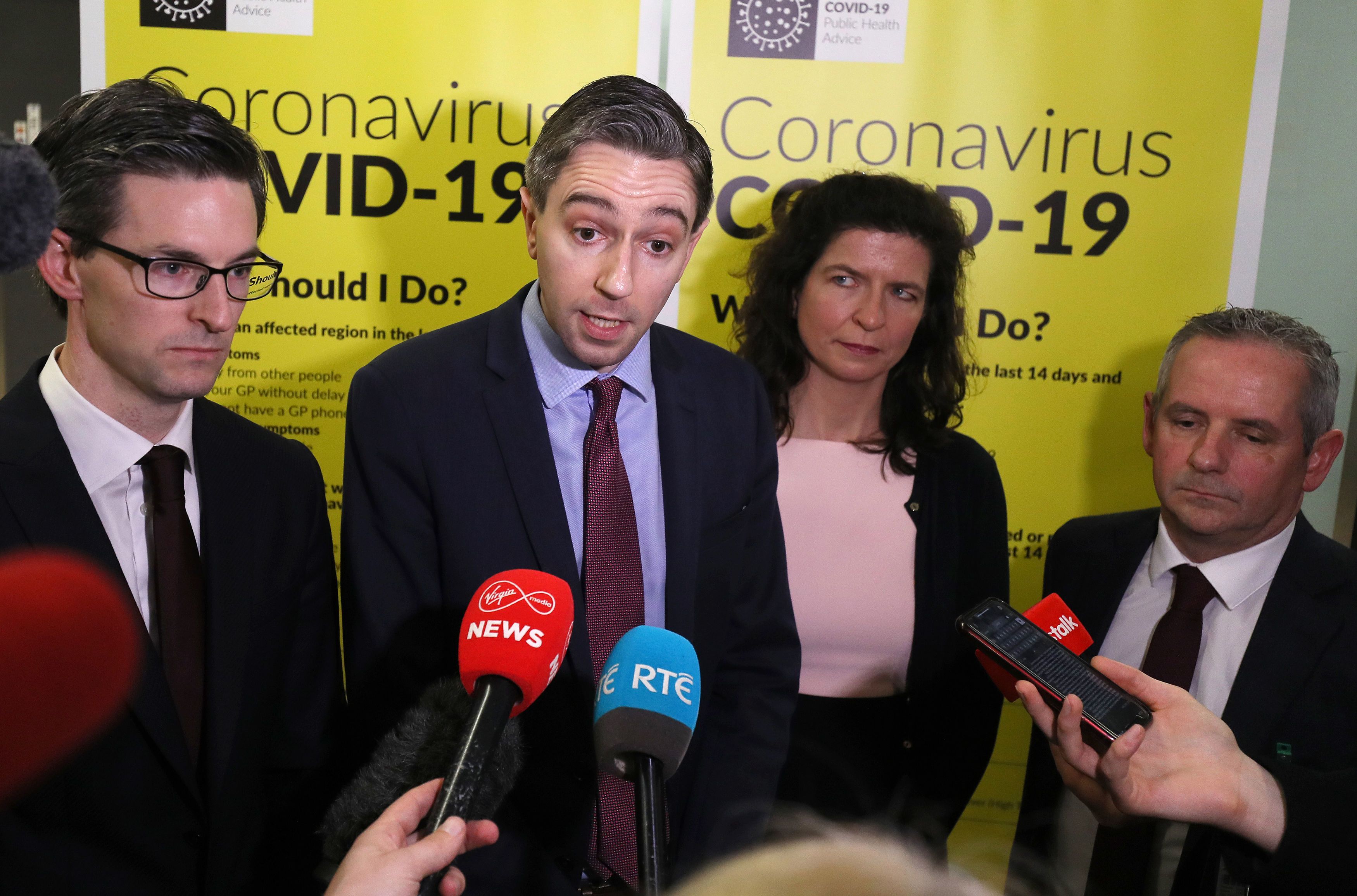 Deputy Chief Medical Officer Dr Ronan Glynn, then Health Minister SImon Harris, HSE expert Dr Sarah Doyle and boss Paul Reid