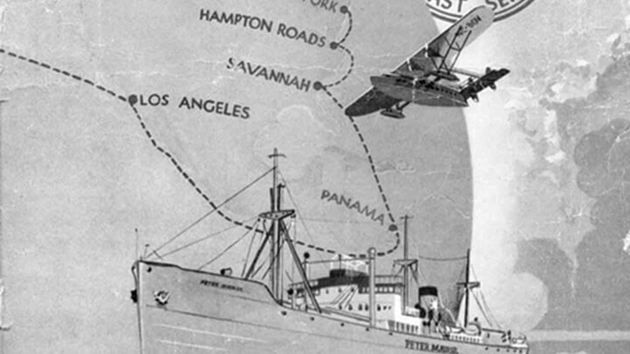 A stylized view of the route of the first ship in the Maersk Lines' fleet. (Photo: A.P. Møller - Mærsk)